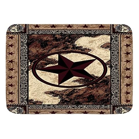 MATEKULI Bathroom Rug,Western Texas Star Vintage Style Stars on Wood Panel Print Rustic,Bath Mat,Plush Bathroom Mats,Non Slip Floor Mats Doormat Absorbent Kitchen Bath Rugs 17.7"x29.5" Cover