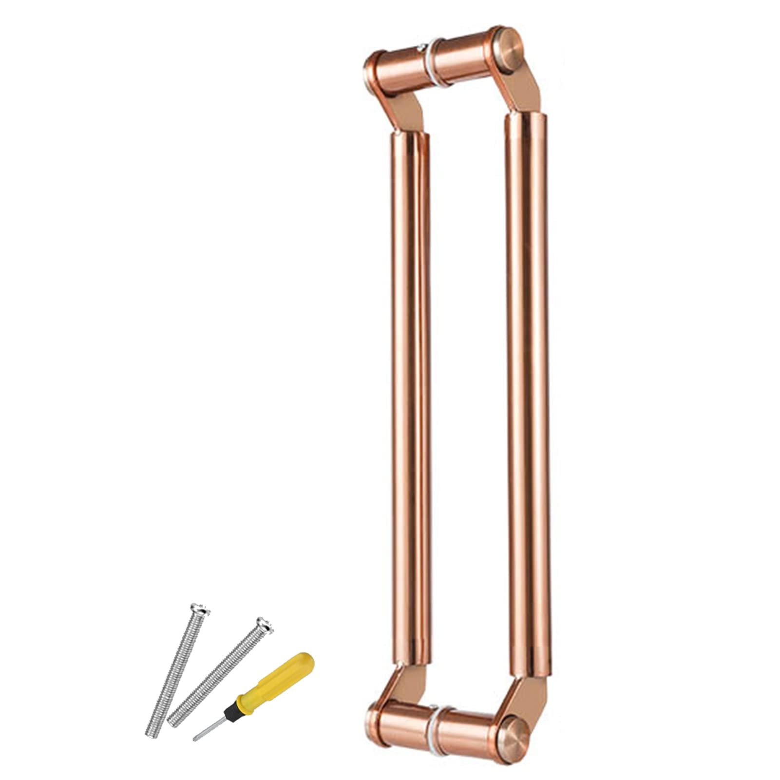 GYRAZXS DoubleSided Door Pull HandlesStainless Steel Glass/Barn/Front Door Hardware Set Heavy Duty Commercial Push Pull Handles (Rose Gold 80cm/31.5" & 76cm)