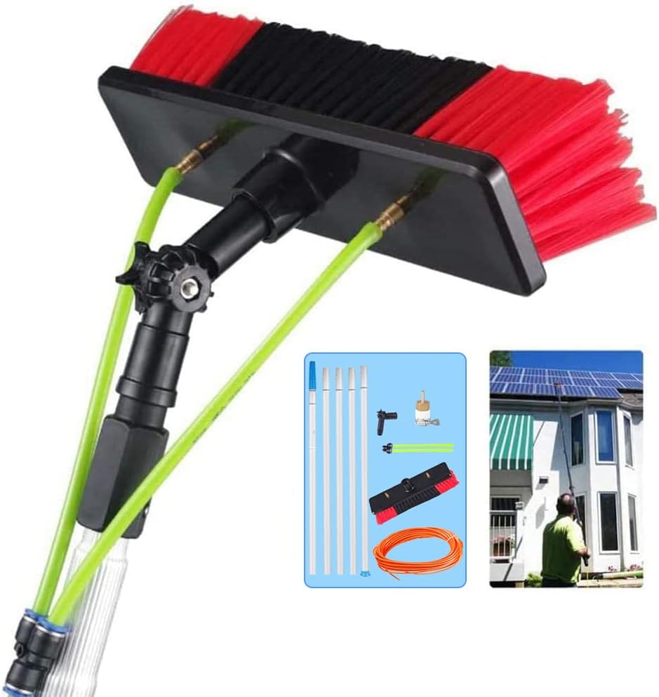 GWAWG 32 Foot Window Cleaning Brush Extendable Water Fed Solar Panel