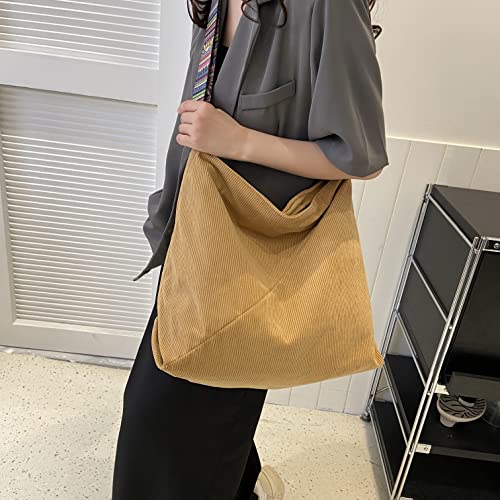 Image of JARKJARD Women Corduroy Tote Bag Large Shoulder Hobo Bag for Women Boho Casual Handbag Purse