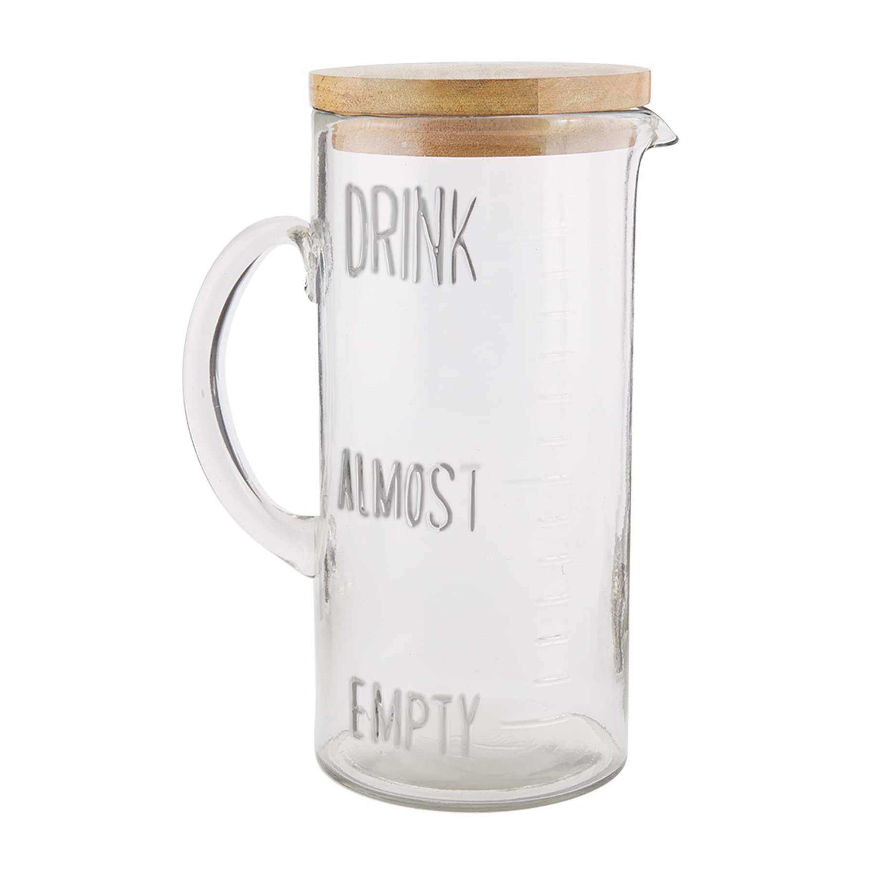 Mud Pie Drink Pitcher Wood Lid, Glass, 79 oz