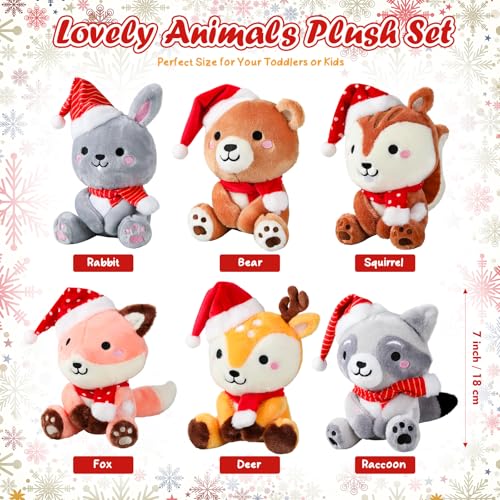 Image of RoundFunny 6 Pcs Christmas in July Woodland Animals 7'' Stuffed Animals Set