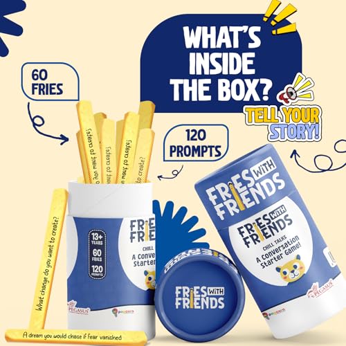 Image of Popcorn Stick Game for Kids, Teens, and Adults, Fun Questions & Conversation Starter Party Games, Fries with Friends (Chill Talks) 120 Double-Sided Ice Breaker Sticks Play for Age 13+