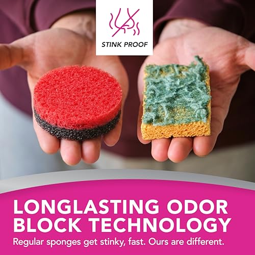 Weiman Multi-Surface Dual Action Sponges, Non-Scratch Scrub & Shine for Dishes, Cooktops, Stainless Steel, Glass, Granite, & More - Durable Kitchen Cleaning Sponges, 4 Sponges - image 5