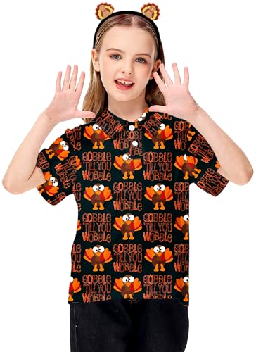 Image of AOBUTE Kids 4th of July Polo American Flag Short Sleeve Button Down Shirts Tops 3-14 Years