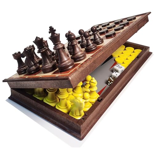 SIMPLEWIN 3-in-1 Magnetic Travel Chess Set - Foldable and Portable Board Game with Premium Chess Pieces, Ideal for Family Entertainment and Educational Purposes