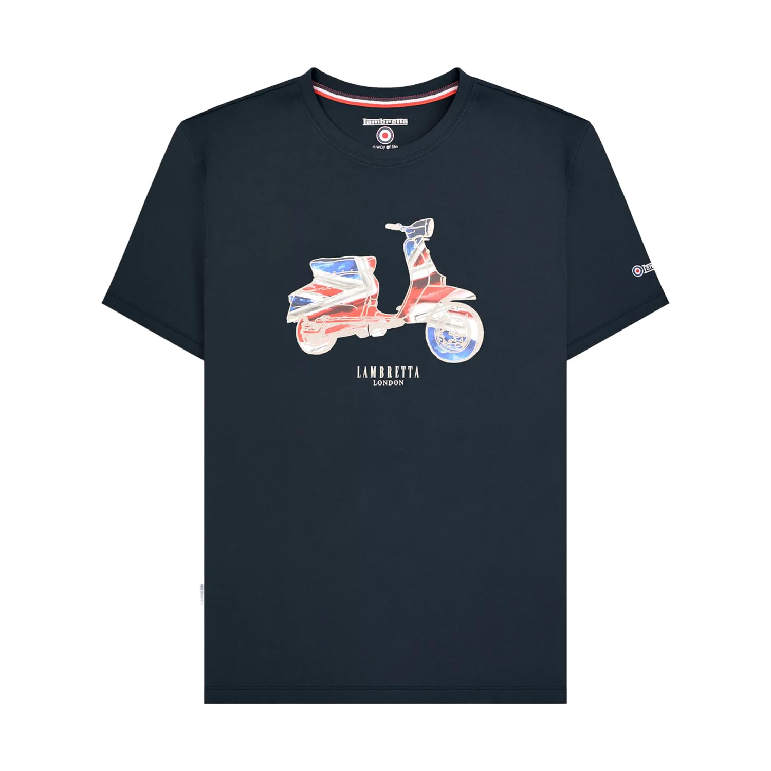 Lambretta Mens Union Jack Scooter Crew Neck T Shirt Navy Size XXX Large