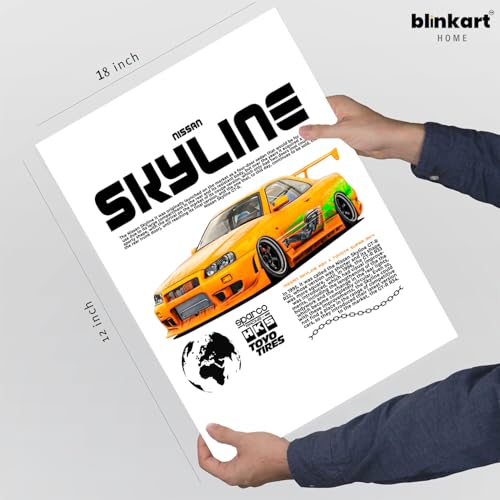 Image of BLINKART Nissan & Toyota Skyline & SupraCar Posters Sticker Gift Items for Boys Room Wall Decor || Comes with Double-Sided Tape|| Decoration Bedroom Living Room Office Studio Decor | 12x18 In (A3) - CAR-267