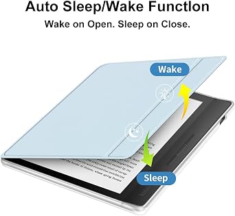 Case for 7 Kobo Libra Colour 2024 Released, Ultra Clear Soft Flexible Transparent TPU Back Cover with Auto Sleep/Wake for Kobo Libra Colour, Light Blue