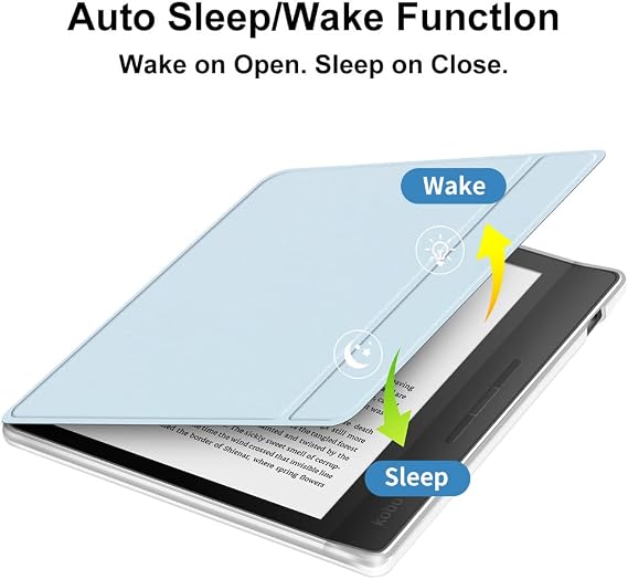 Case for 7 Kobo Libra Colour 2024 Released, Ultra Clear Soft Flexible Transparent TPU Back Cover with Auto Sleep/Wake for Kobo Libra Colour, Light Blue
