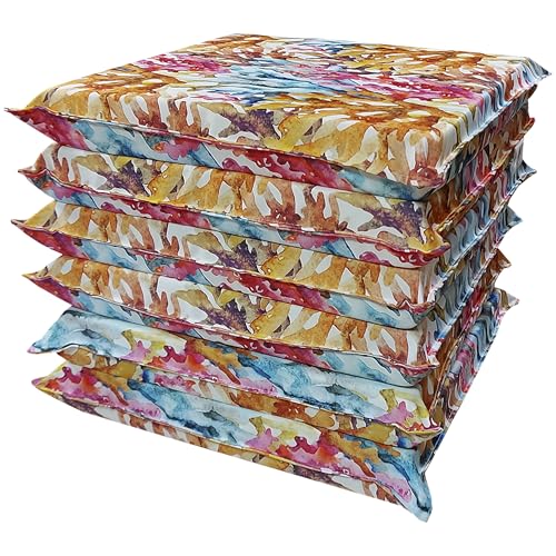 Lot de 6 Coussins de Chaise de Jardin 50x50x8 cm – Assise Confortable et Épaisse – Coussins Carrés avec Housse à Fermeture Éclair – Déhoussables et...