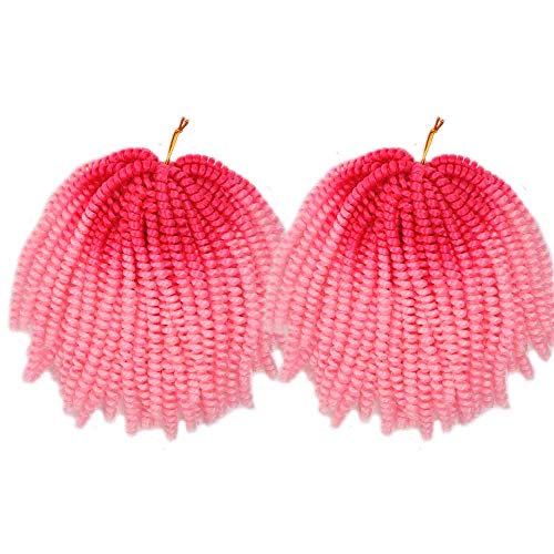 MYCHANSON 2 Packs Spring Twist Braids Ombre Colors Crochet Braids Synthetic Braiding Hair Extensions High Temperature Fiber 8inch 110g/pack (Peach red to pink)