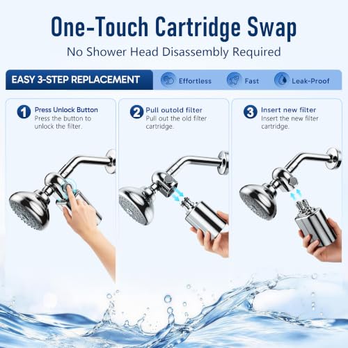 Image of Veken Shower Filter Replacement Cartridge, Easy Swap, U-Channel Filtration