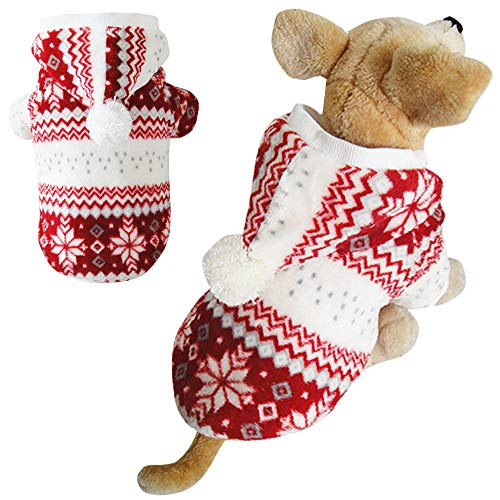 Filhome Dog Christmas Fleece Jacket, Pet Puppy Winter Coat Xmas Hoodie Warm Clothes for Dogs Cats Outfit Apparel