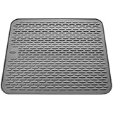 Silicone Dish Drying Mat - Large 19.7x15.7 - Sink Mat - Dish Draining Mat - Silicone Trivet Mat - Heat Resistant - Countertop Mat - Kitchen Drying Mat - Color Gray