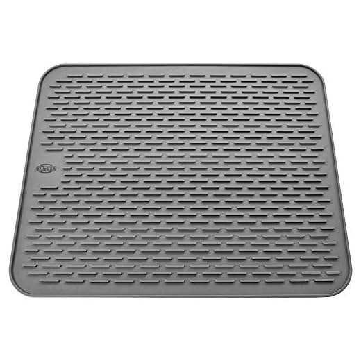 SilicUSA, Silicone Large Dish Drying Mat, Heat Resistant, Sink Mat, Dish Draining Mat, Trivet, Non-slip, Non-skid, Fast Drying Mat, Size 19.7”x15.7", Color Grey
