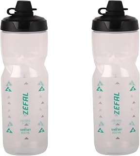 ZEFAL Sense Soft 80 No-Mud x 2 - Fahrrad Trinkflasche MTB mit Deckel - Weiche und geruchlose Sportflasche - BPA-freie Wasserflasche - Silikonsauger - Transparent, 2 x 800 ml