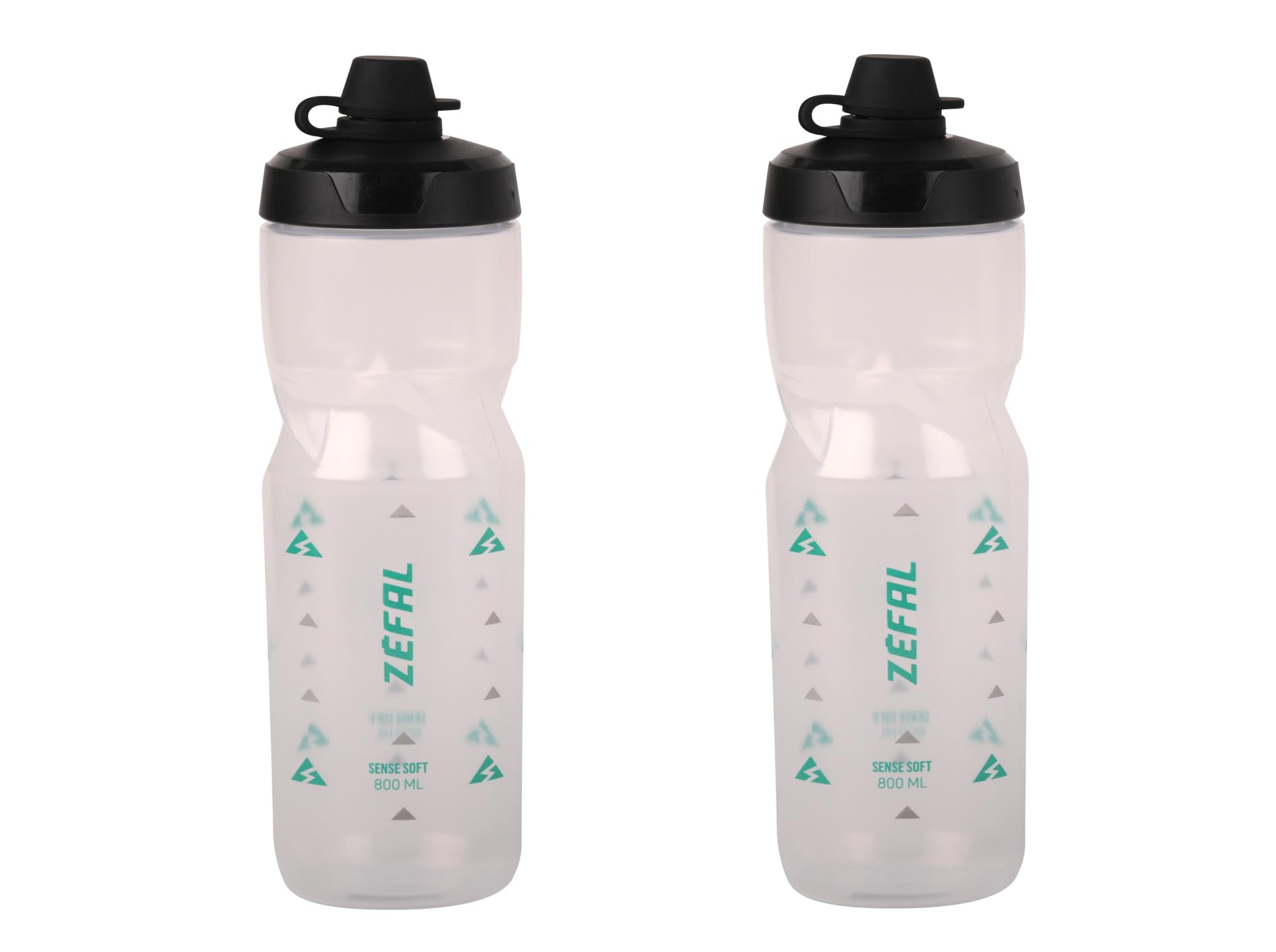 Zefal Bundle Pack - Sense Soft 80 No-Mud Water Bottle, 800ml, Translucent, x2 Bottles