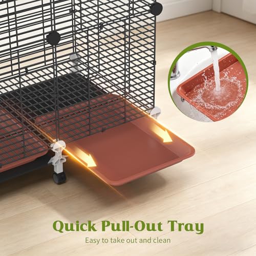 Pawaboo Bird Cage, 24.2''L x 16''W x 41''H Flight Cage with Slide-Out Tray, Waterer & Feeder, 360° Movable Metal Breeding Bird Cages with Stand & Perch for Parrot Parakeets Cockatiel Lovebird Finch - Image 5