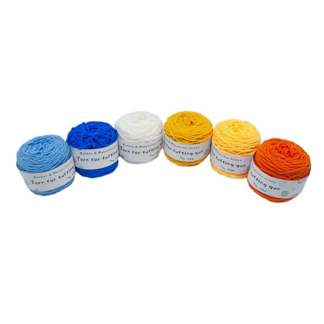 Farbiges Strickgarn, Häkelgarn, Tuftinggarn, Baumwolle/Polyester, gemischt, 6 Knäuel, je 95 g, 8 Stränge, 5 mm dick, 100 m pro Knäuel, 6er-Pack, mehrfarbig(B,200g/roll)