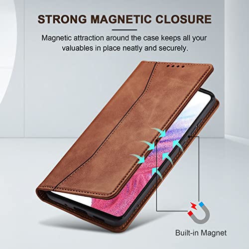 Image of Jasonyu Flip Wallet Case for Samsung Galaxy A53,Brown