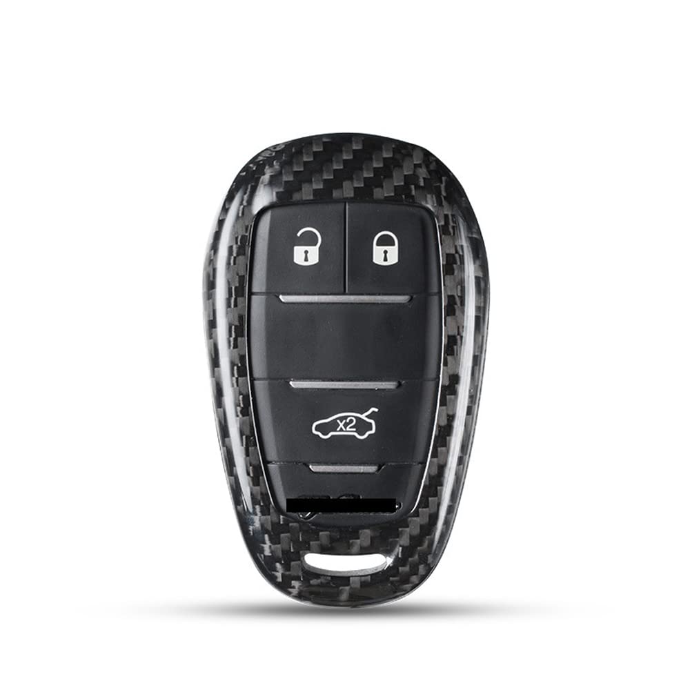 ontto Funda de Fibra de Carbono para Llave de Coche para Alfa Romeo Giulia Stelvio Mito Giulietta 2017 – 2021 con Mando a Distancia de 3/5 Botones, Color Negro