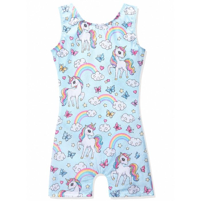 HOZIY Gymnastics Leotards for Girls Unicorn Aurora Rainbow Mermaid Dinosaur Cupcake Sparkle Biketard Toddlers Kids Children