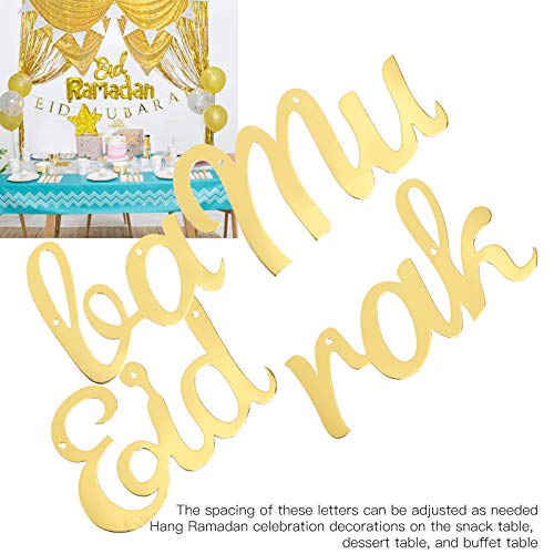 Ramadan Mubarak Banner, Gouden Letters Opknoping Banners Eid Festival Party Decoratie voor Mantel Haard Muur… - Image 5