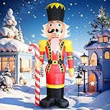 DomKom 12FT Christmas Inflatables Nutcracker, Giant Nutcracker Holds Candy Cane Blow up Yard Decoration, Outdoor Built-in LED Lights Party Lawn Holiday Winter Decor Outside