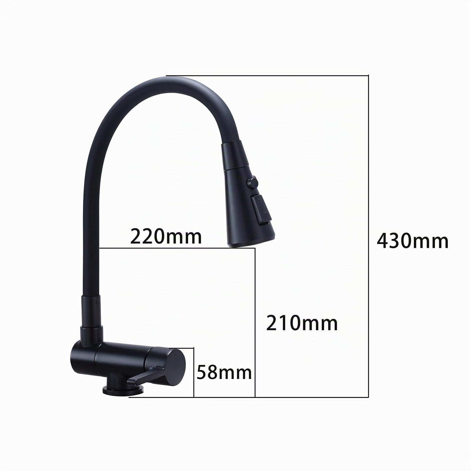 Grifo Abatible Grifo Cocina Flexible Negro Grifo Cocina Abatible Bajo Ventana Grifo Monomando Cocina, Mezclador de Fregadero con Caño Flexible Negro