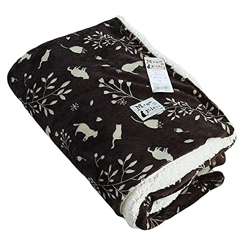 【かわいいネコ柄、とろけるタッチ!】あったか 掛け布団カバー シングルロング 150×210cm 「ミャオリラ meowrelax」 ブラウン 冬用 表フランネル 裏シープ調 ネコ柄 かわいい なめらか ふわふわ 洗える シングル 布団カバー カバー