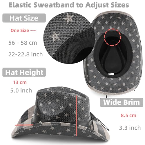 Image of Unisex American Flag Cowboy Hat USA Falg Patriotic 4th of July Parade Western Cowgirl Hat
