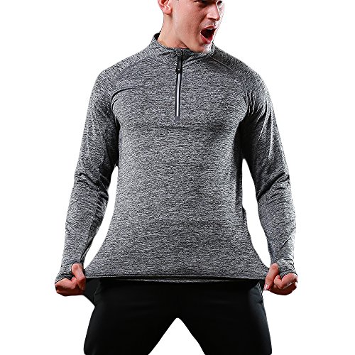 FELiCON Heren T-shirt met Lange Mouwen Sneldrogende Tech Warming-up voor Heren Licht en Ademend Sweatshirt met 1/4-Rits Running Jogging-Top Jacket Basislaag Sportkleding voor Buiten - Image 4