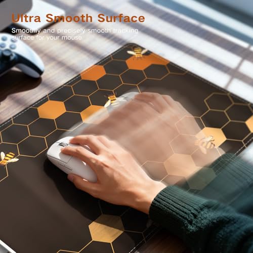 Image of iCasso Heated Mouse Pad, XL Big Desk Pad with 4 Heating Levels & 4 Auto Shut-Off Levels for Computer Keyboard, 31.5 inch x 13 inch Large Safe Desk Mat Hand Warmer for Home Office Work (Honeycomb)