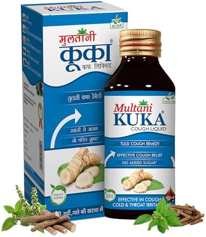 Multani Kuka Cough Syrup Sugar Free 100ml (No Sugar Added) | Get Ayurvedic Relief from Throat Issue, All Types Of cough & Cold | Goodness Of Tulsi, Pippali, Satpudina