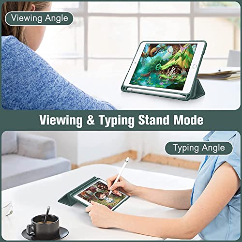 Image of SwooK Hybrid Case for 7.9 inch inch iPad Mini 5 / Mini 4 iPad Mini A2133 A2124 A2126 A2125 A1538 A1550 iPad Mini Case with Shockproof Clear Back Shell Flip Cover Case (Mid-Night Green)