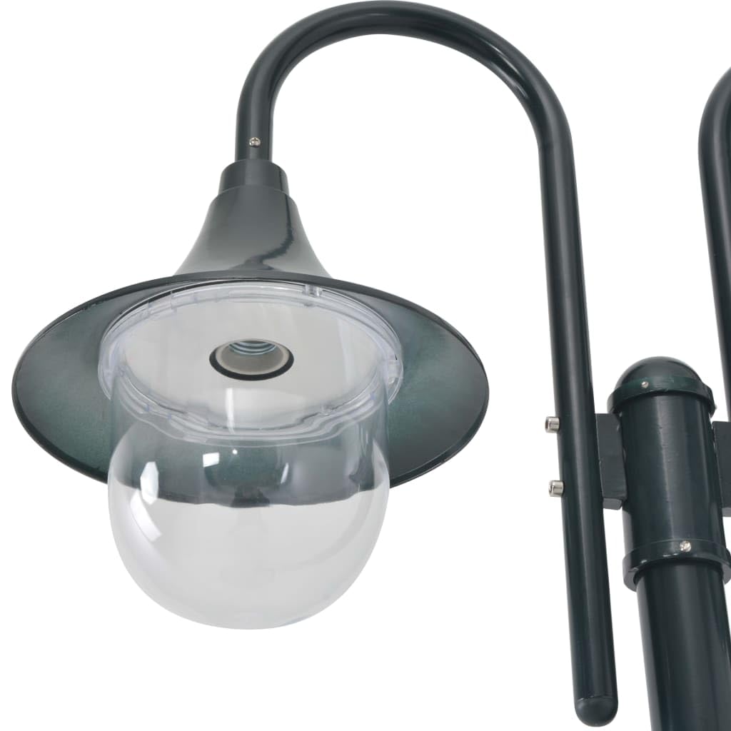 vidaXL Farolas Jardín Aluminio 2 Luces Verde Oscuro 220 cm Iluminación Patio