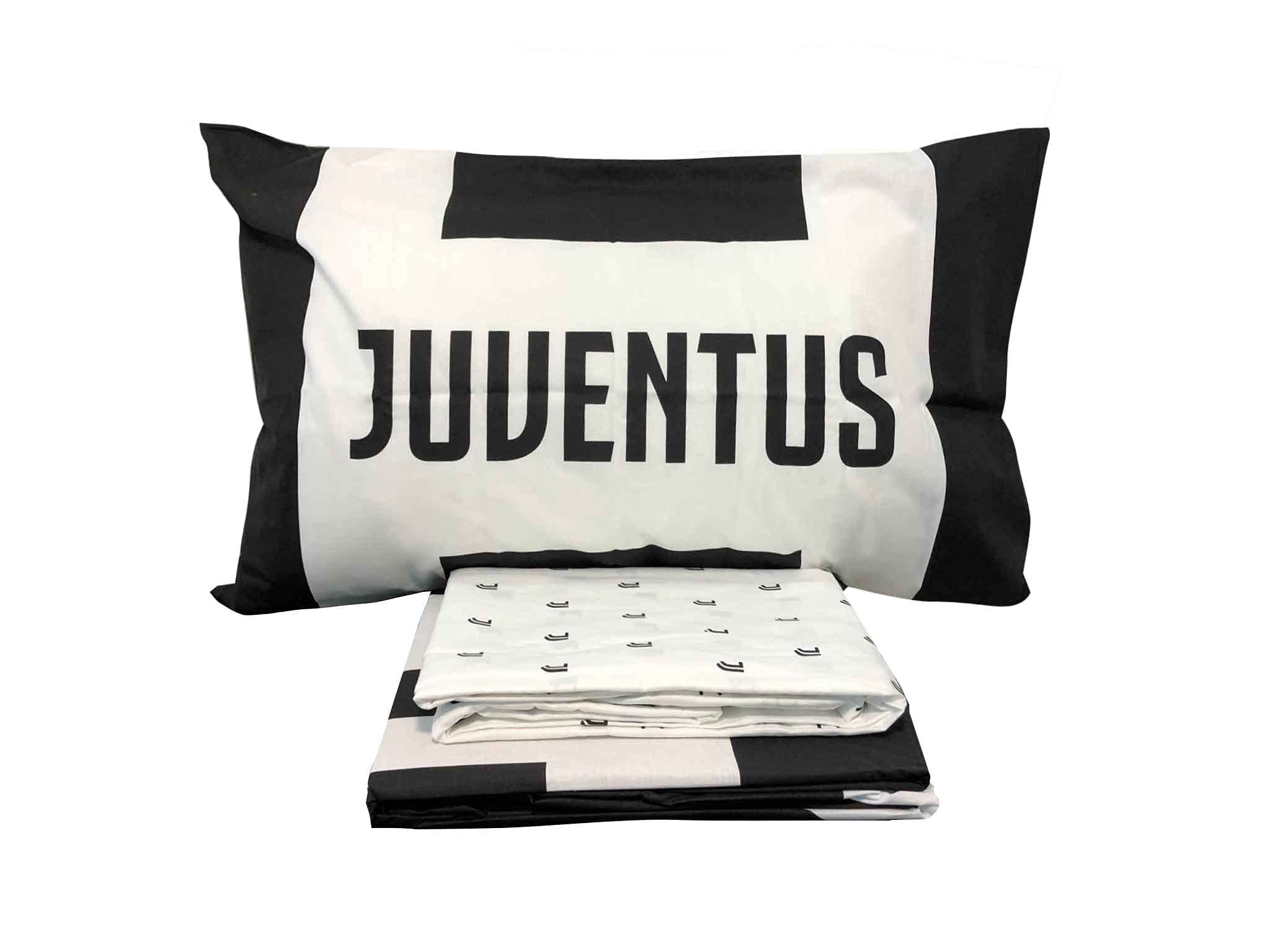hermet Juventus F.C Parure de lit 1 Place, 100% Coton, Blanc Noir