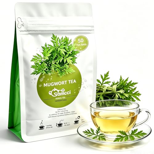 Samcci - Mugwort Tea Bag, 50 Teabags - 100% Natural Dried Mugwort leaves - No Sugar, No Caffeine, No Gluten, Vegan - Rich In Antioxidants