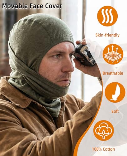 Image of BOCOMAL FR Face Mask Flame Resistant Balaclava 5.5oz Lightweight Arc Rated Helmet Liner Covering Hood for Welding