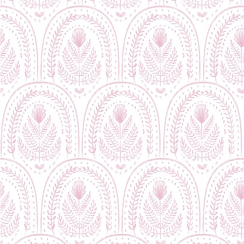 Papel tapiz bohemio extraíble y papel de contacto rosa y blanco 2