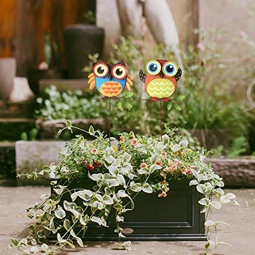 Attraction Design Metal Owl Garden Stake Set Of 2, Indoor Outdoor Owl Decor For Patio Lawn Ornament Garden Yard Art Flower Bed Decoration Owl Figurine And Sculpture 16Inch #TOP3