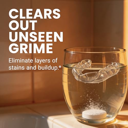 Image of Retainer Cleanser Tablets Cleaner, Removes Odors Discoloration Stains and Plaque 2 Month Supply Denture Cleansers Retainers Mouth Guards Denture Bath Mint by M3