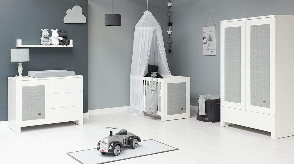 Baby's Only - Ciel de lit - Blanc/Granit - 55x55x200 cm