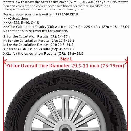 Image of Black Spare Tire Cover with Camera Hole for Jeep JL Wrangler Sport & Sahara, Ford Bronco Base, Big Bend, Black Diamond, Outer Banks (L: Wheel Diameter 29.5-31 inch, 245 /65R17, 255 /70R17)