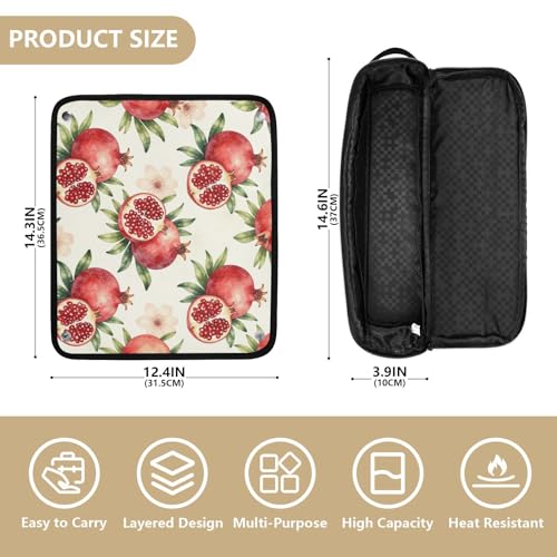 Bolsa de viaje para herramientas de cabello con almohadilla resistente al calor, impermeable, para plancha y accesorios de cuidado capilar con diseño de fruta de granada miniatura 4