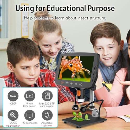 Image of Tobo Microscope 50-1500X Digital Microscope 9 Inch LCD Display 1080P HD Camera LED Lights Recording Video Taking Photos Remote Control TD-1122IM.