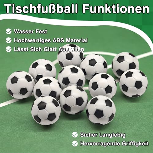 RAYNA GAMES 12 Stück Kickerbälle, Reguläre Größe Tischfußball Kickerbälle,32MM Tischfußball Ersatzbälle für Erwachsene Kinder Fußball Tisch Spiel - Shwarz-Weiß