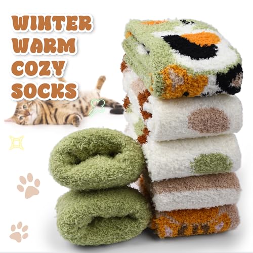 Image of Loritta 6 Pairs Womens Fuzzy Socks, Winter Warm Fluffy Slipper Socks