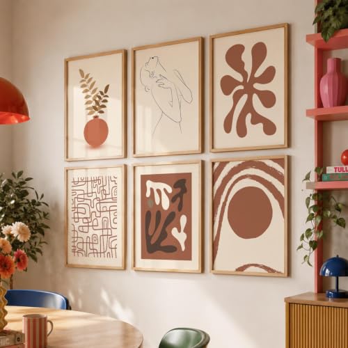 Image of kotart Boho Theme Digital Painting for Wall Decoration - Minimal Wall Art Prints for Living Room Bedroom Office Room Decor (10x13 inch, Terracotta) (wall painting, 01) (J, 19X25 INCH)